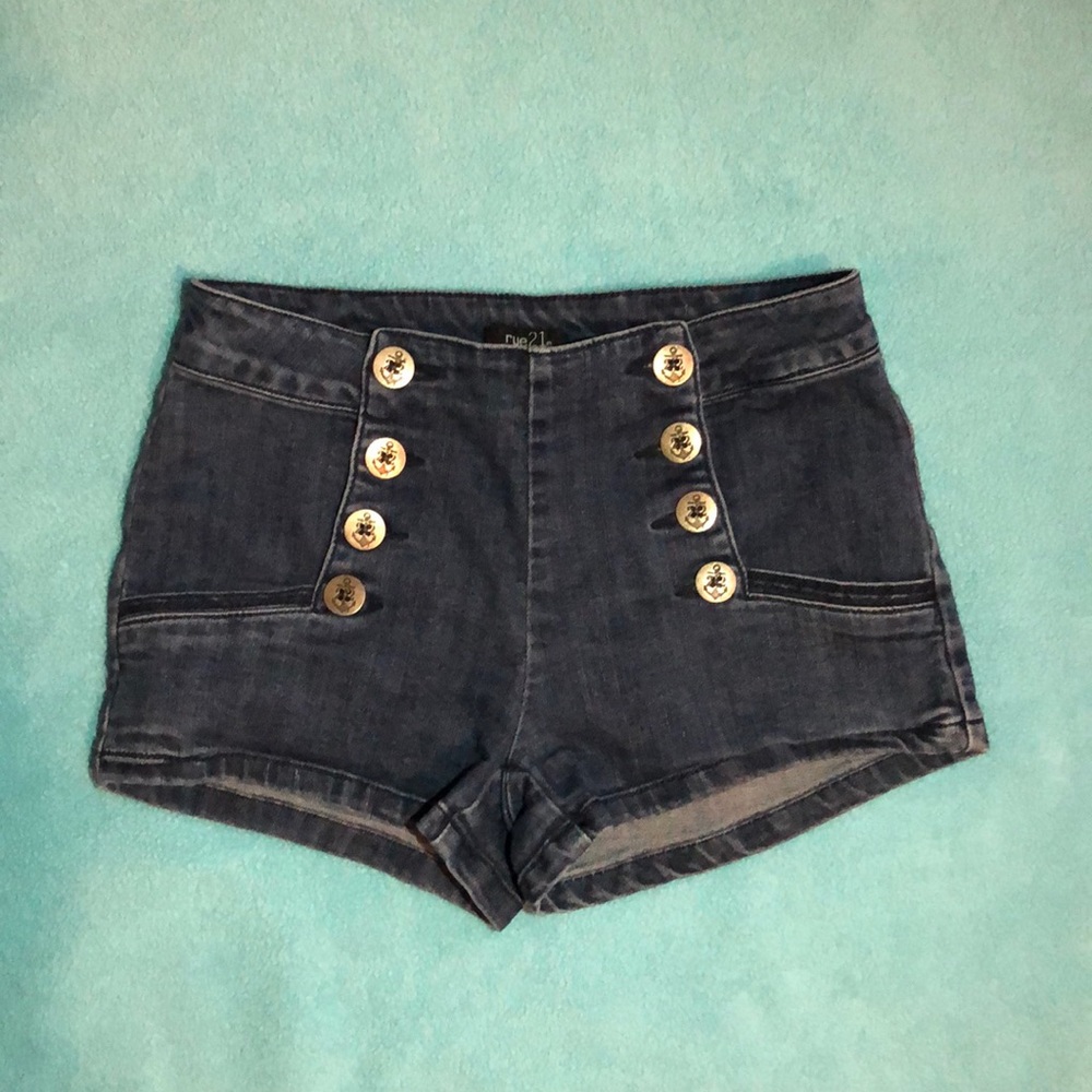 Rue 21 Sailor Navy blue jean shorts!!